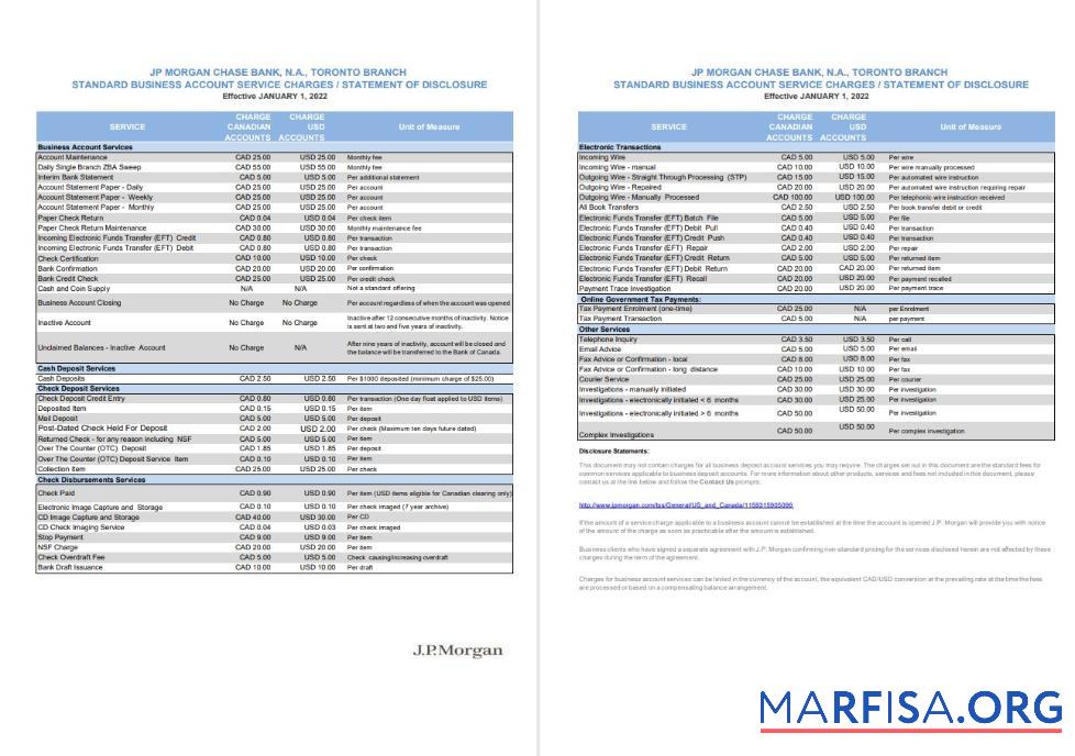 Printable USA JP Morgan bank statement word 2 pages version 2 template